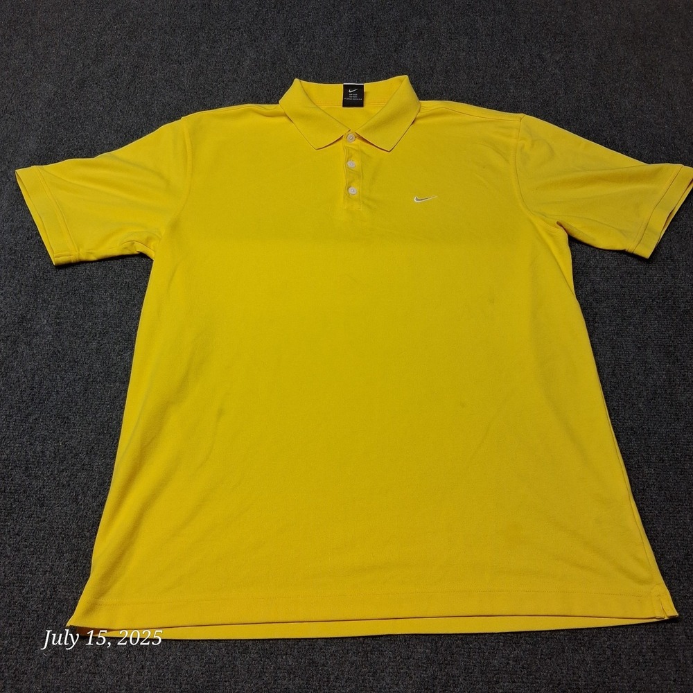 Nike‎ Gold Dri-Fit Polo Shirt Yellow Size XL Cuffed Sleeve